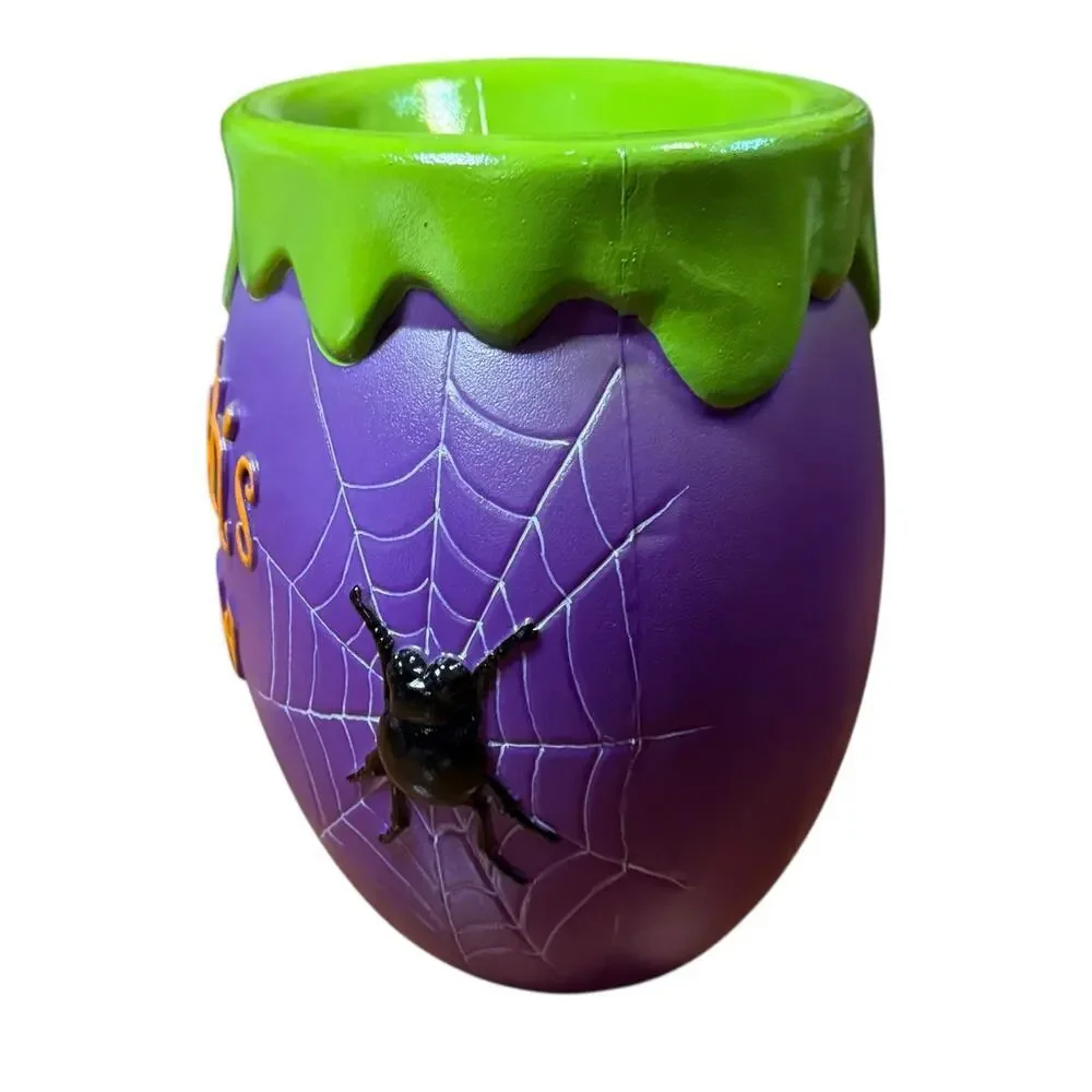 Mr. Christmas Halloween Cauldron Purple Green Orange Lit Blow Mold Candy Bowl